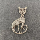 Abalone Shell Silver Tone Cool Cat on Branch Brooch  FB2178