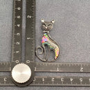 Abalone Shell Silver Tone Cool Cat on Branch Brooch  FB2178