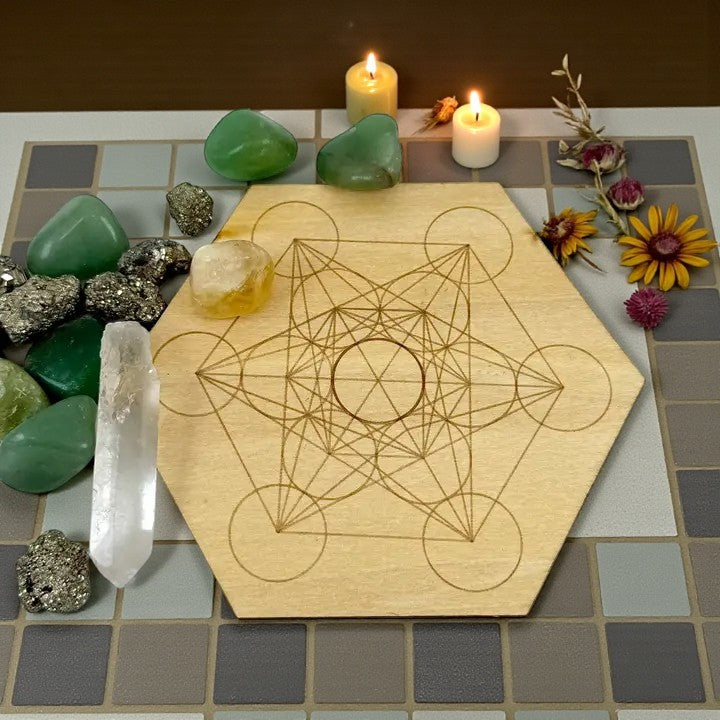 Abundance Crystal Grid with Metatron's Cube Grid Base FB3130 🧜🏻‍♀️