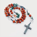 African Turquoise, Red Brecciated Jasper, Hematite Beaded Necklace, Hematite Cross FB1381 🪽❤️🪽