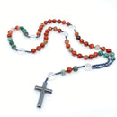 African Turquoise, Red Brecciated Jasper, Hematite Beaded Necklace, Hematite Cross FB1381 🪽❤️🪽