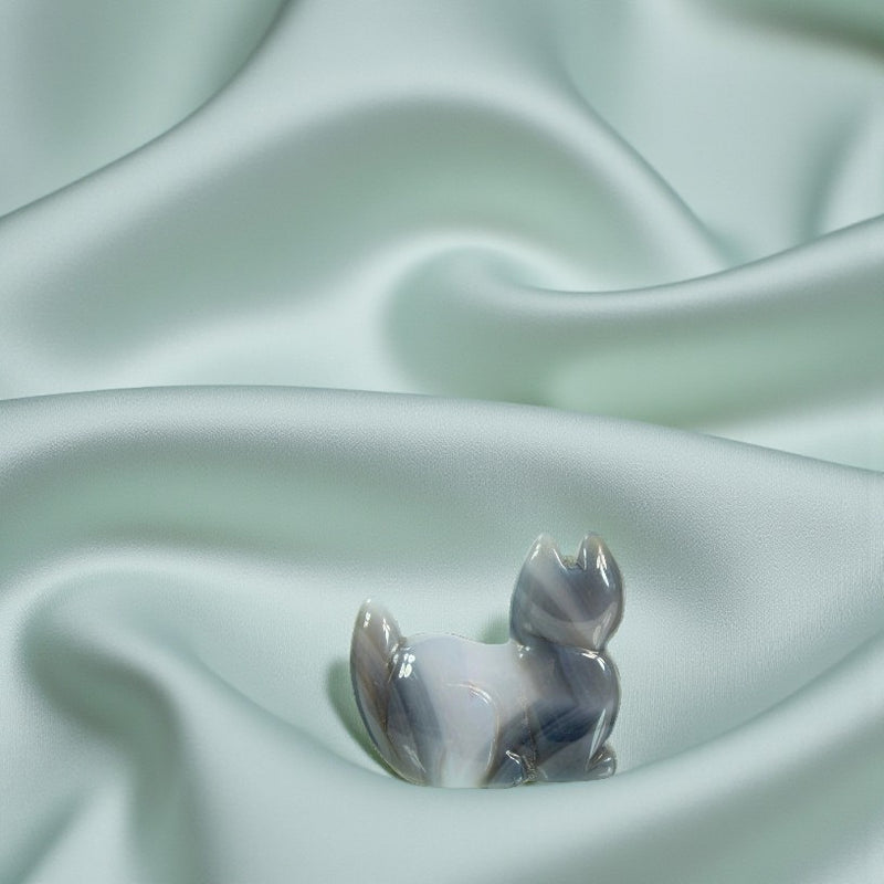 Agate Drusy Cat Figurine Carving - Animal Totem - Spirit Animal FB2603 🪷