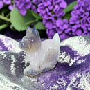 Agate Drusy Dog Figurine Carving - Animal Totem - Spirit Animal  🐈‍⬛ FB1858