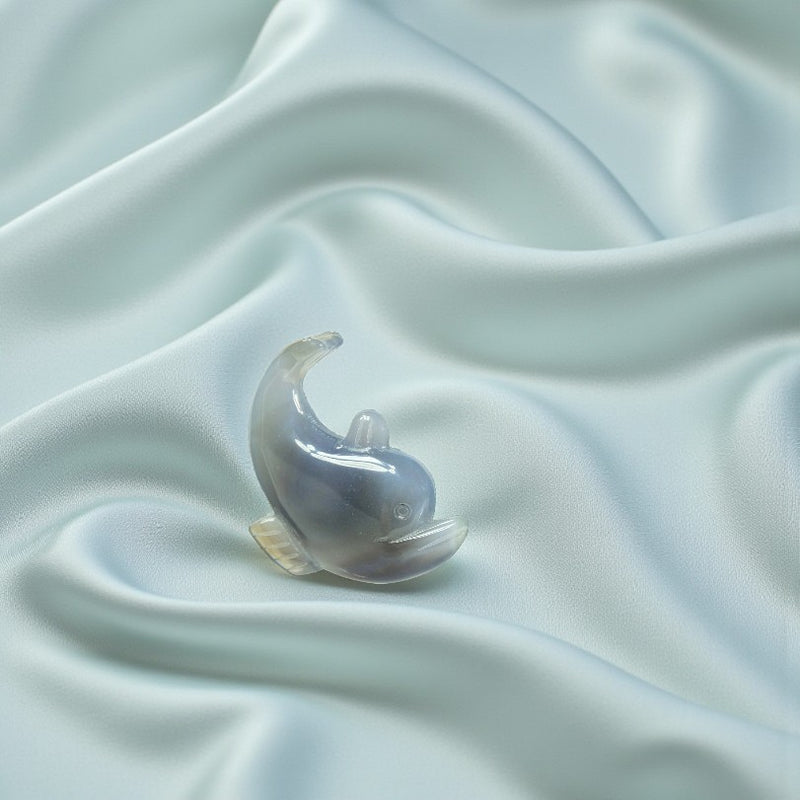 Agate Drusy Dolphin Figurine - Animal Totem, Spirit Animal FB1987 🐬