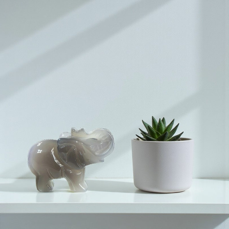 Agate Drusy Elephant Figurine - Totem Animal, Spirit Animal FB1798 🐘