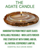 Natural Agate Oil Candle with Forever Wick, Spa Gift Box, and Natural Lamp Oil 💚 FB2350