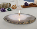 Natural Agate Oil Candle with Forever Wick, Spa Gift Box, and Natural Lamp Oil 💚 FB2350
