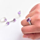 Amethyst or Citrine White Bronze Comfortable Adjustable RingFB1895 🌕🪭🌕