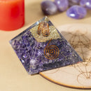 Amethyst Orgone / Orgonite with Copper Spiral Pyramid FB3343 🪽
