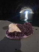 Amethyst Rough with Calcite Crystal Inclusions Geode Cluster 💠 8380