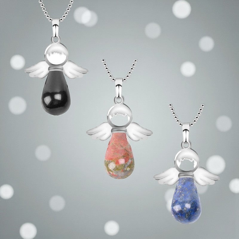 Angel Teardrop Stone Necklace FB1389 🪽