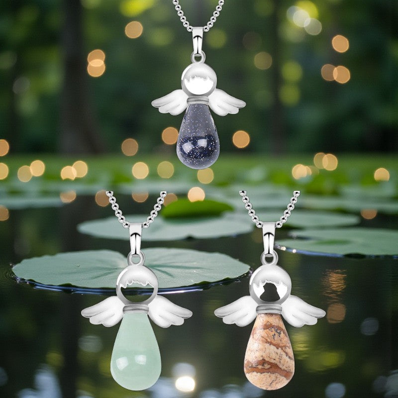 Angel Teardrop Stone Necklace FB1389 🪽