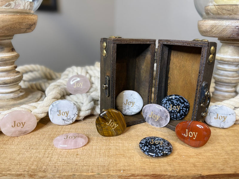 JOY Wordstone Totem / Spirit Stone Engraved on Assorted Gemstones