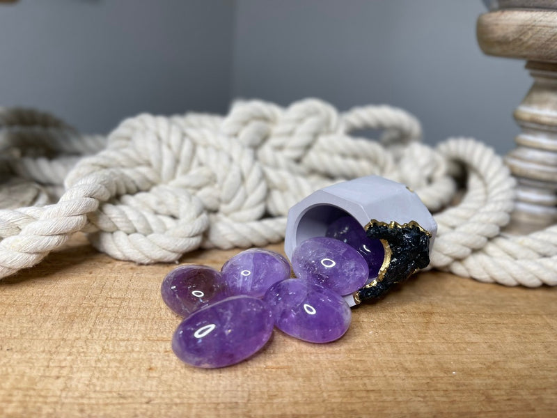 Amethyst Hand Pebble for powerful healing and stress relief FB3007