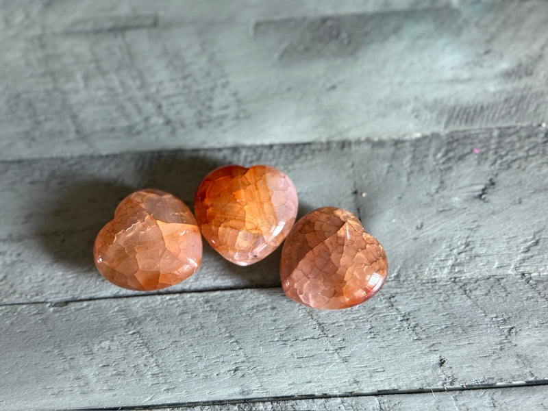 Fire Agate Medium Hearts, shielding, grounding, emotional balance FB1903 🧡