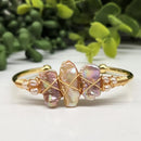 Cultured Freshwater Biwa and Round Pearls Cuff / Bangle Bracelet  FB3429
