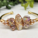 Cultured Freshwater Biwa and Round Pearls Cuff / Bangle Bracelet  FB3429