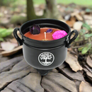 Black Cauldron (Smudge Pot) Candle or Incense Burner with Poured Soy Candle FB1911