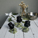 Black Obsidian Owl on Serpentine Tree Branch Figurine Carving FB2379 🌼