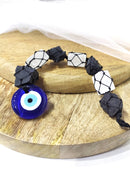 Black Tourmaline & Selenite Evil Eye Crystal Hanger FB1567 🧿