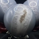Blue Lace Agate Sphere, Large with Clear Quartz Banding, with Stand FB3086 💠💦💠
