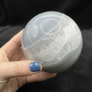 Blue Lace Agate Sphere, Large with Clear Quartz Banding, with Stand FB3086 💠💦💠