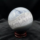 Blue Lace Agate Sphere, Large with Clear Quartz Banding, with Stand FB3086 💠💦💠