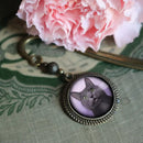 Book Hook, Russian Blue Cat Glass Cabochon FB2089 ✨