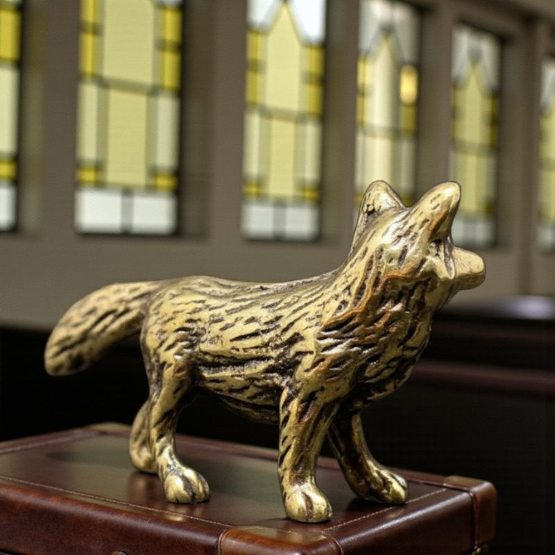 Brass Alert Standing Fox Figurine - Animal Totem / Spirit Animal FB2572 🧡