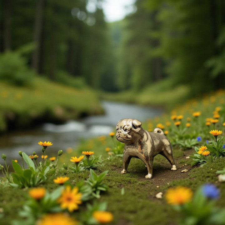 Brass Pug / Bulldog Figurine - Animal Totem / Spirit Animal FB3130 🌻🐕🌻