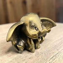Brass Cartoon-y Elephant with Big Ears Spirit / Totem Animal Figurine 🐸 FB1841