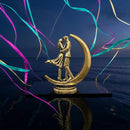 Brass Couple on Crescent Moon Totem / Spirit Animal Figurine 🧡 FB1651