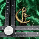 Brass Couple on Crescent Moon Totem / Spirit Animal Figurine 🧡 FB1651