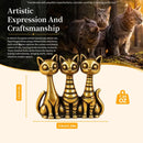 Brass Curious Cats Trio Figurine Animal / Spirit Totem 💚 BV023