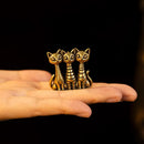 Brass Curious Cats Trio Figurine Animal / Spirit Totem 💚 BV023