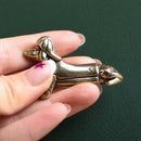 Brass Dachshund Dog with Baseball Hat FB1362 💙