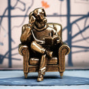 Brass Dog Reading in Chair Animal / Spirit Totem Figurine 🌸🍃🌸 FB1340