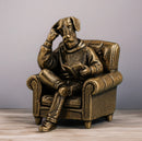 Brass Dog Reading in Chair Animal / Spirit Totem Figurine 🌸🍃🌸 FB1340