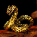 Brass Mythical Dragon Coiled Serpent Figurine ☀️BV003