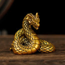 Brass Mythical Dragon Coiled Serpent Figurine ☀️BV003