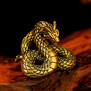 Brass Mythical Dragon Coiled Serpent Figurine ☀️BV003