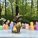 Brass Elegant Hat Cat Spirit / Totem Animal Figurine 🐇 FB3328