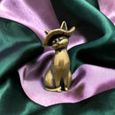 Brass Elegant Hat Cat Spirit / Totem Animal Figurine 🐇 FB3328