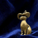 Brass Elegant Hat Cat Spirit / Totem Animal Figurine 🐇 FB3328