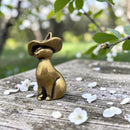Brass Elegant Hat Cat Spirit / Totem Animal Figurine 🐇 FB3328