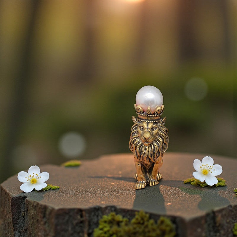 Brass Lion with Crown Totem / Spirit Figurine FB1720 💖🔔💖
