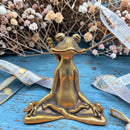 Brass Zen Frog Meditating Crossed Legs / Spirit Animal Mini Figurine FB2732 👒
