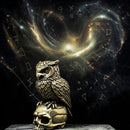 Brass Owl Standing on Skull Totem / Spirit Animal Figurine 🧡 FB1642