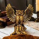 Brass Owl on Tree Trunk with Spread Wings Totem / Animal Spirit Figurine ☀️BV014