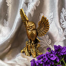 Brass Owl on Tree Trunk with Spread Wings Totem / Animal Spirit Figurine ☀️BV014